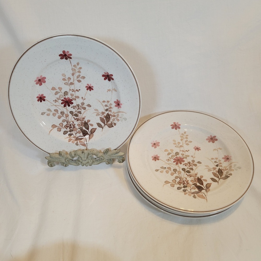 Noritake Versatone Outlook Salad Plates 4pc VTG B305W10 Cream Floral 8" MCM